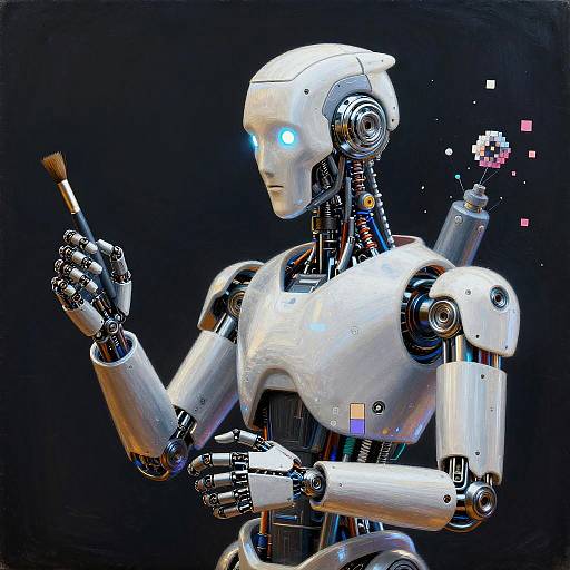 Robotic Artist Painting Digital Canvas
