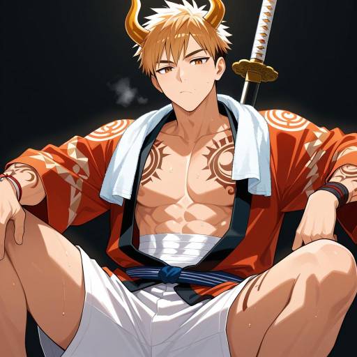 Sculpted Male in Traditional Japanese Attire Sculpted Male in Traditional Japanese Attire