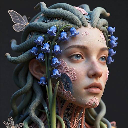 Hyper-Realistic Biomorphic Siren Portrait