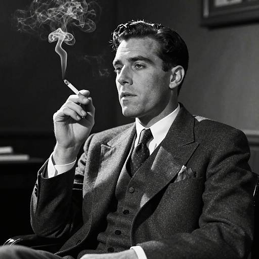 Vintage Noir Andrew Tate Smoking Portrait