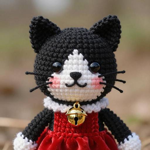 Macro Portrait of Crocheted Cat