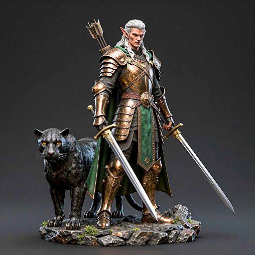 Realistic Dark Elf Warrior Statue Design