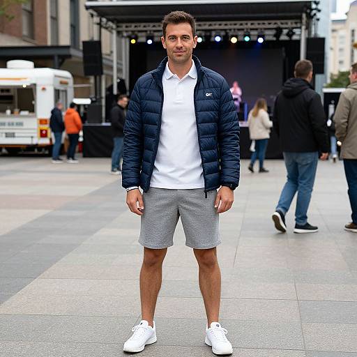 Sporty Man in Urban Plaza