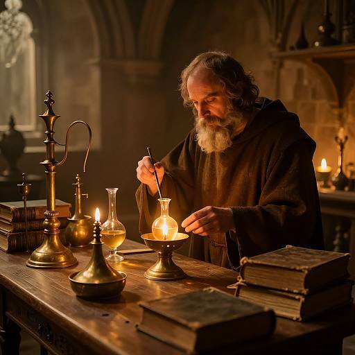 Medieval Alchemist's Glowing Lab