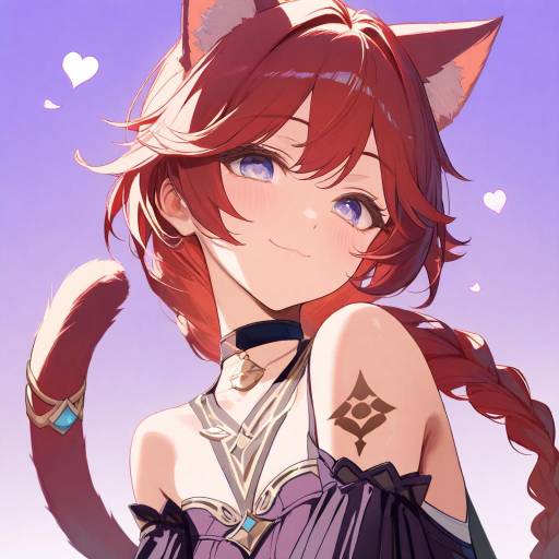 Aether-inspired Catgirl with Violet Eyes