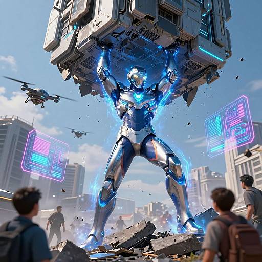 AI Superhero Saves Futuristic City