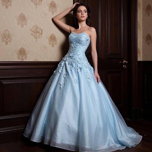 Elegant Woman in Blue Ball Gown