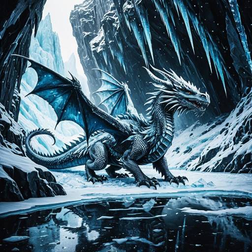 Frost Dragon in Icy Cave Frost Dragon in Icy Cave