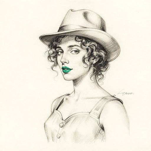 Steampunk Man with Emerald Lipstick Sketch