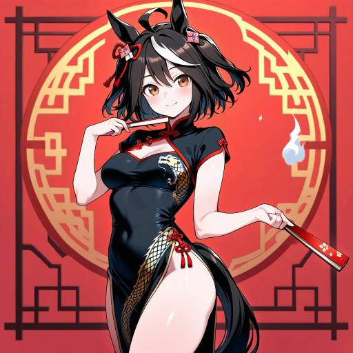 Elegant Horse Girl in Traditional Dress