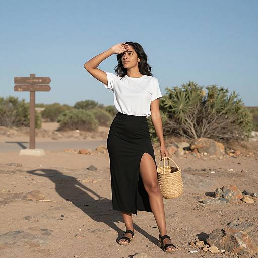 Desert Scene with Stylish Woman