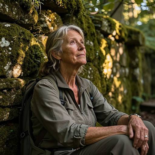 Introspective Explorer in Mossy Wilderness