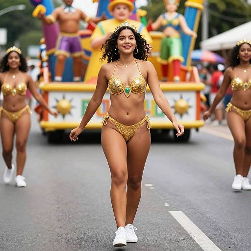 Latin Woman at Vibrant Carnival Parade