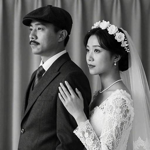 Elegant Vintage Wedding Photo in Black and White