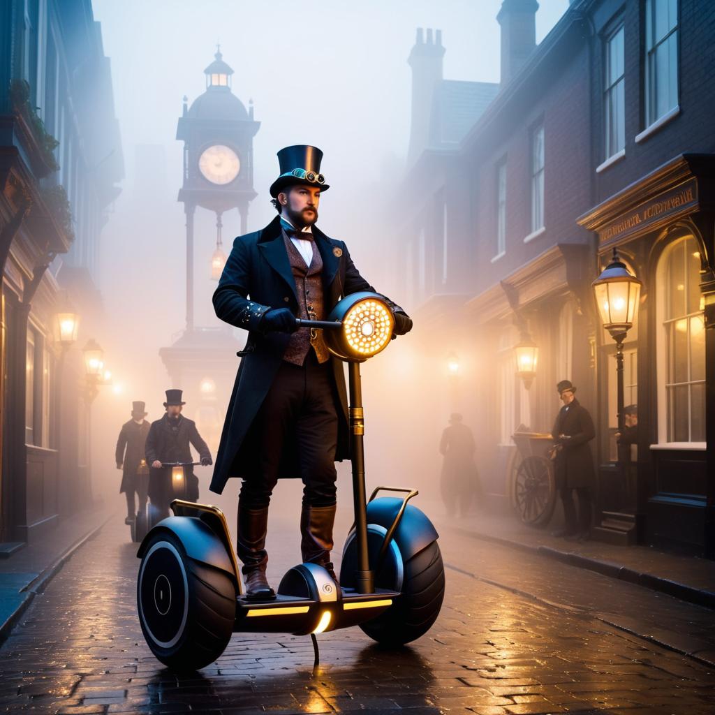 Steampunk Inventor on a Foggy Ride