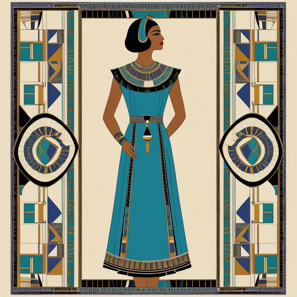 Vibrant Egyptian Motif Fashion Design