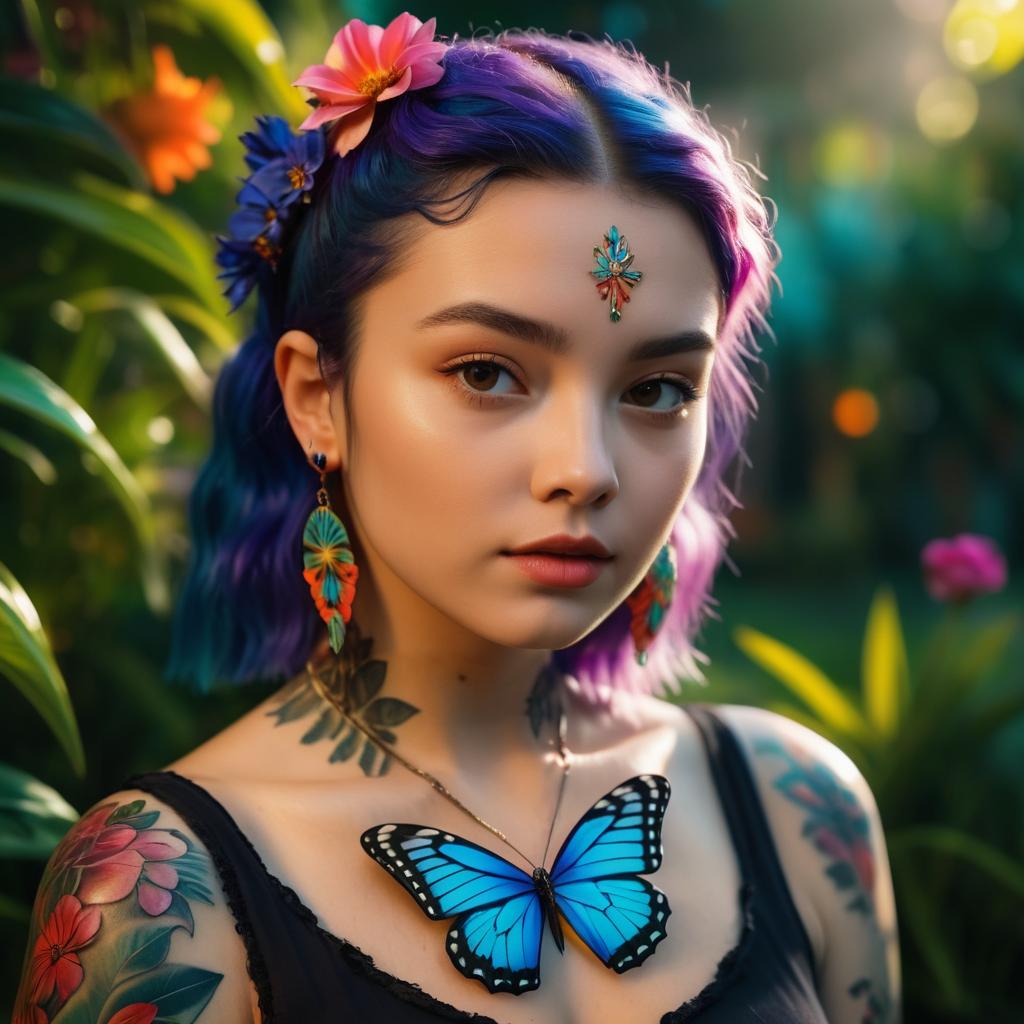 Serene Portrait of a Tattooed Woman