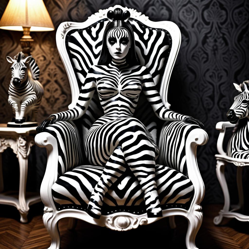 Eerie Figurine on Zebra Chair