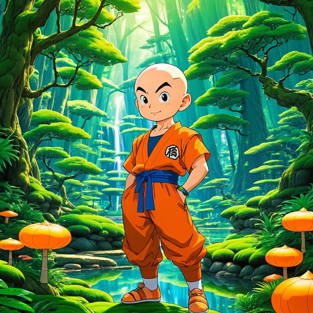 Krillin in Miyazaki's Whimsical Forest