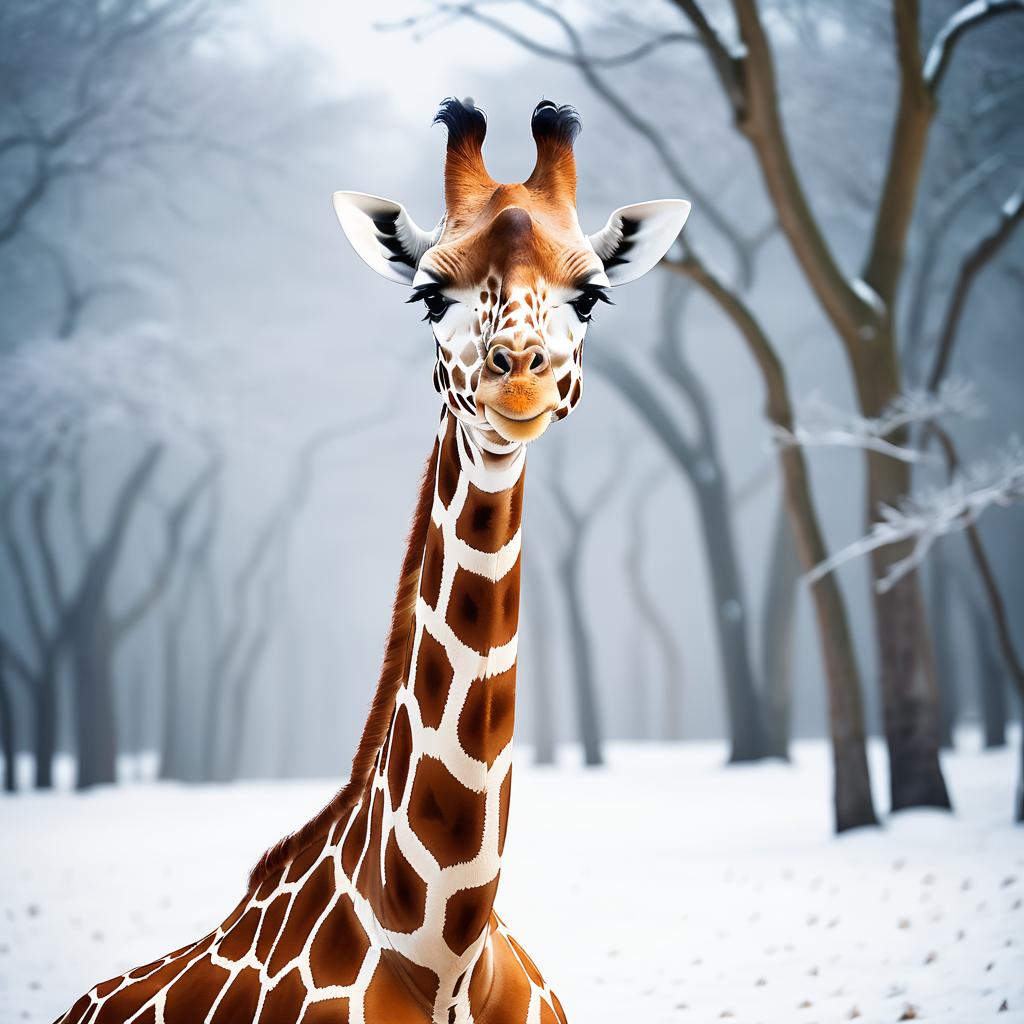 Whimsical Giraffe as Snow White Pose