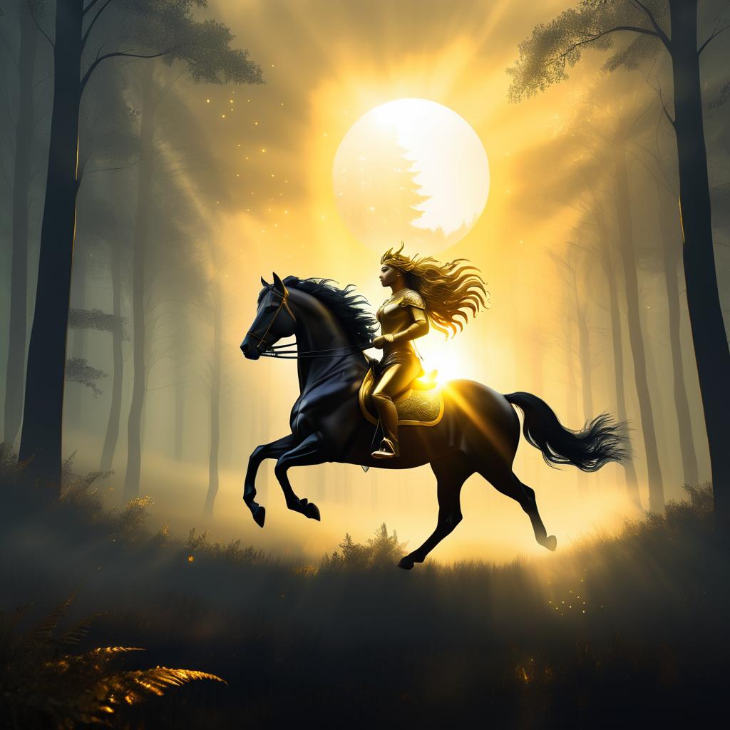 Centaur Galloping in Misty Forest