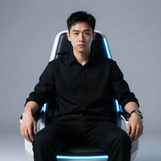 Futuristic Portrait of East Asian Man