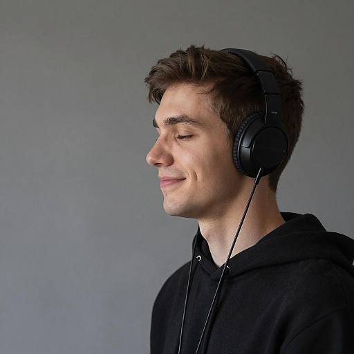 Profile Shot of Young Man with Headphones