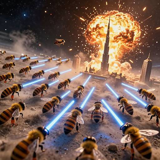 Tron-Style Bee Swarm Space Battle
