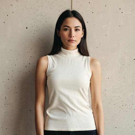 Woman in White Sleeveless Top Against Concrete Wall