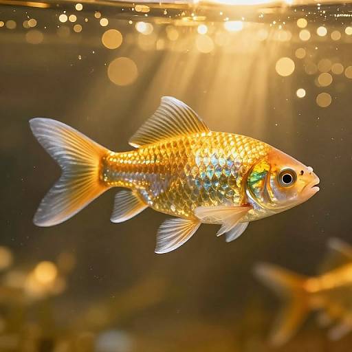 Translucent Glass Fish in Golden Glow