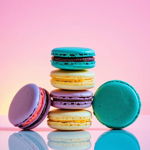 Stack of Colorful Macarons with Pastel Background