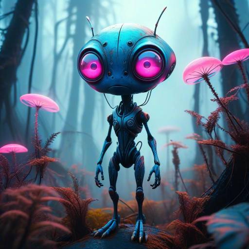 Whimsical Alien in a Vibrant Forest
