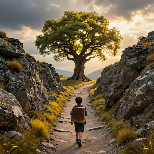 Boy's Journey to Glowing Tree
