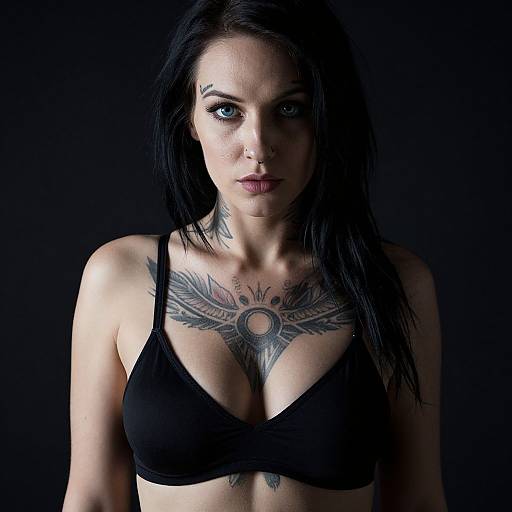Moody Portrait of Tattooed Woman
