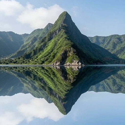 Majestic Stone Mountains and Ocean Reflection