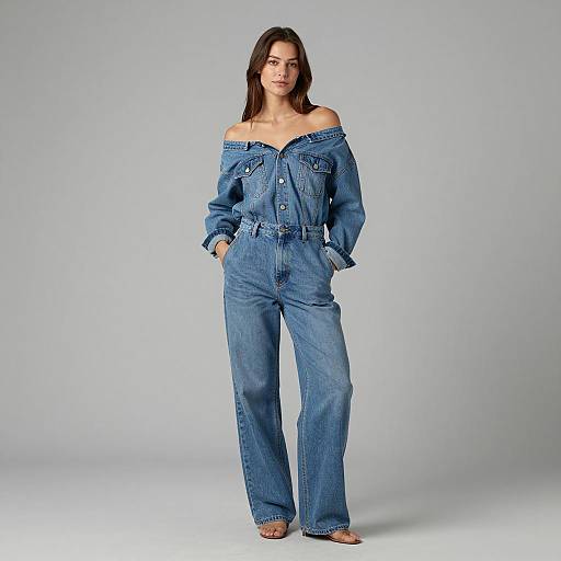 Casual Denim Jumpsuit Fashion Photography
