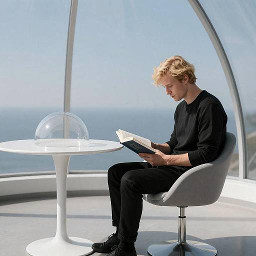 Modern Reading Scene with Curved Chair