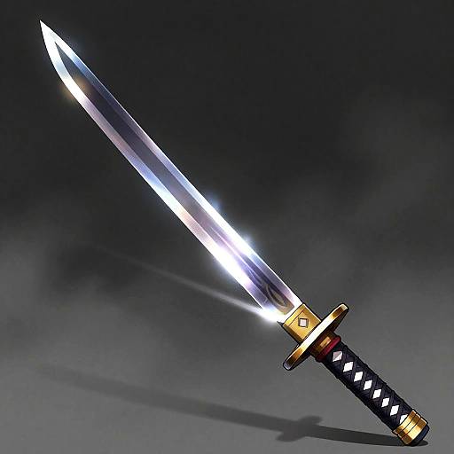 Glowing Katana Sword Slash PNG