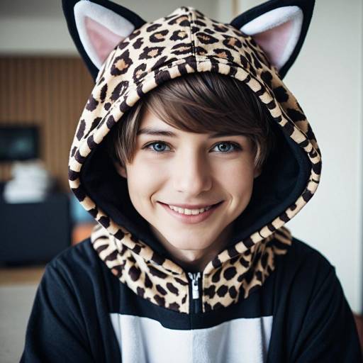 Cute Boy in Funny Kitten Costume