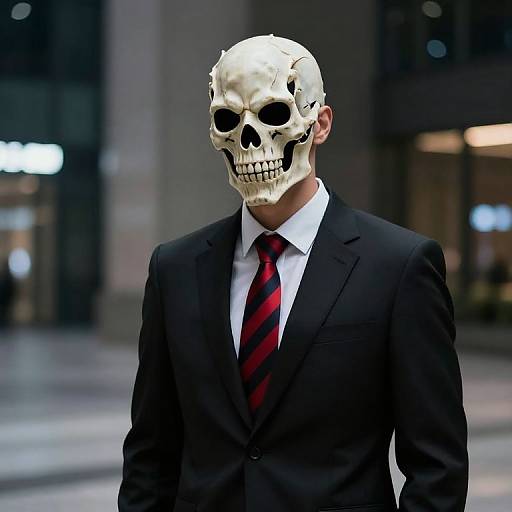 Mysterious Skeletal Masked Urban Figure