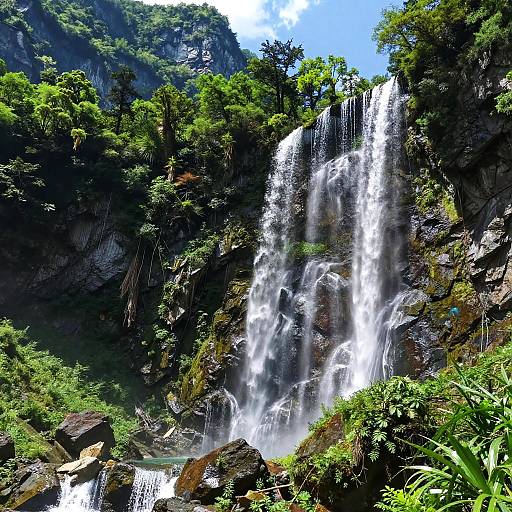 Majestic Green Mountain Waterfalls