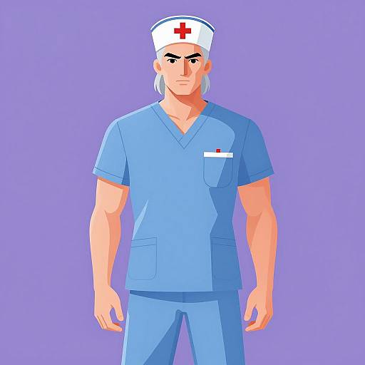 Confident Male Nurse in Twilight Violet