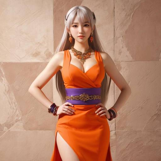 Stylish Kyoko Kirigiri in Orange Dress