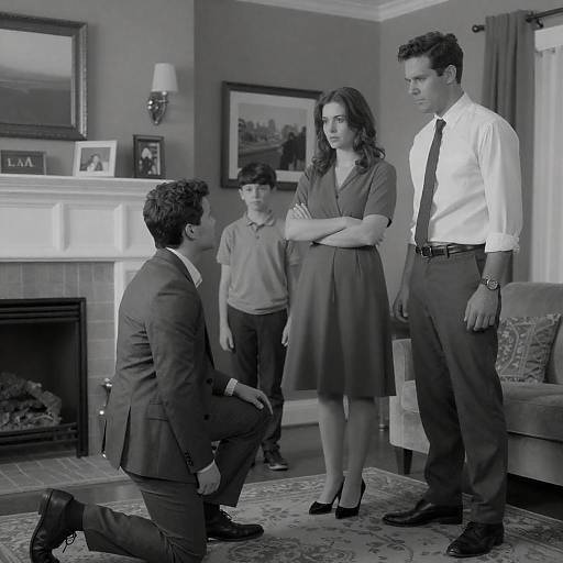 Family Gathering in Classic Monochrome