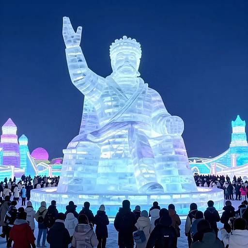 Glowing Mr Beast Ice Statue