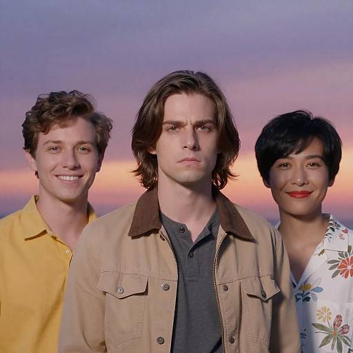 Sunset Photo of Three Friends Together