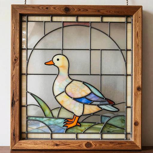 Vintage Duck Stained Glass Panel