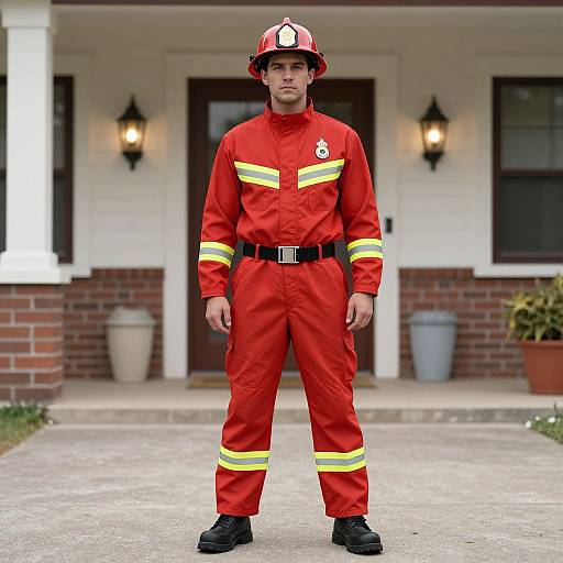 Red Firefighter in Uniform