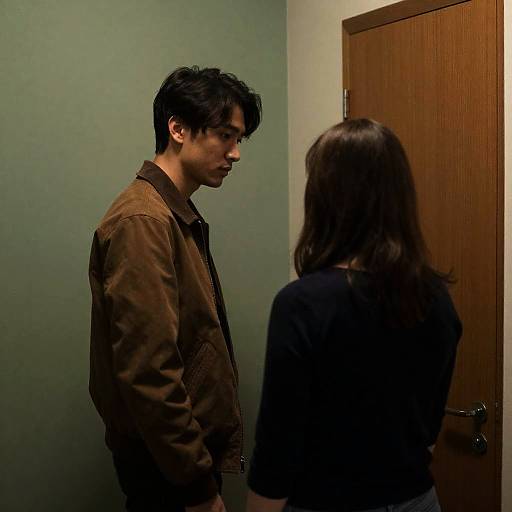 Moody Corridor Encounter in Dim Lighting