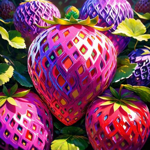 Vibrant Chameleon on Strawberry Delight Vibrant Chameleon on Strawberry Delight